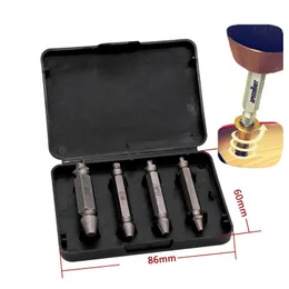4 sztuk / set S2 Easy Wyciągnij Uszkodzony śrubowy Set Extractor Set Dopasowanie Double Side Remover Drill dla stolarzy itp