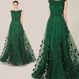 Fashionable Zuhair Murad Evening Dresses 2019 Emerald Green Tulle Cap Sleeve Party Dresses Women Custom Formal Prom Dress Red Carpet Gowns