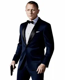 Custom Made costume homme Slim Fit Groomsman Suit For Men Navy Blue Side Vent Best Men Suit Wedding Men's Suits(Jacket+Pants)