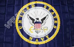 Blue US Navy Crest Seal Emblem Flag 3FT x 5ft Polyester Banner Flying 150 * 90cm Anpassad Utomhus AF39