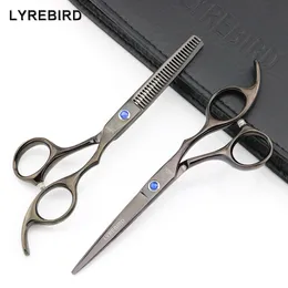 Hair scissors 6 INCH Hairdressing scissors Black Hair shears Hair thinning scissors Blue stone Lyrebird NEW