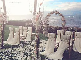 Venda barato cadeira de casamento pronta festa de hotel festa forma formal decoração chiffon estiramento cadeira de volta faixas