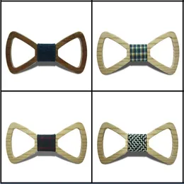 Hollow Wood Bowtie 15 Style Handmade Vintage Tradycyjny Bowknot Dla Biznes Gotowy Produkt DIY Drewniany Bow Tie 12 * 6cm