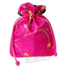 Embroidery Fruit Small Satin Bag Jewelry Packaging Pouch Spice Sachet Candy Gift Bag Wedding Party Favor 3pcs/lot