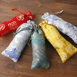 2 size Lengthen Silk brocade Gift Bag Drawstring Packaging Wooden Comb Jewelry Trinket Storage Pouch Protection Cover