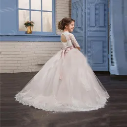 2019 White Flower Girl Dresses Ball Gown with Appliques For Little Girl Birthday Party Dress First Communion Dresses for Girls5956112