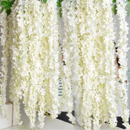 180CM White Simulation Hydrangea Flower Artificial Silk Wisteria Vine for Wedding Garden Decoration 10pcs/lot Drop Delivery