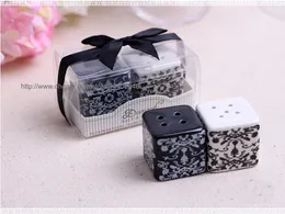 200sets Ceramic Salt and Pepper Shaker Shakers Black And White Damask Wedding Party Gift Favors Free Shipping