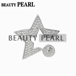 Star Pendant Base 925 Sterling Silver Pave Studded Zircon DIY Smycken Pearl Semi Mount 5 stycken
