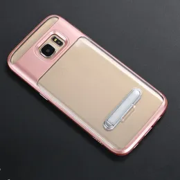 Fo iphone 7 PLUS Kickstand transparente PC + TPU Funda para Samsung Galaxy NOTA 8 Clear Armor Cover Funda de parachoques colorida con soporte B