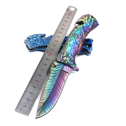 Sharp Cool Rainbow Färgrik Taktisk Fällbar Blade Kniv 5Cr15Mov Pocket Rescue Survival Titan Titanium Jakt Camping Knives EDC Tool