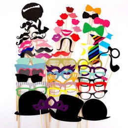 58pcs/set Funny Photo Booth Props Hat Mustache On A Stick Wedding Birthday Party Favor free shipping