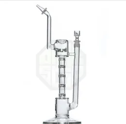 Unique Bongs Upline Straight Glass Bong with Spline Perc Clear Thick Glass Bongs Inline Recycler Beaker Bong
