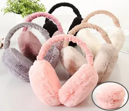 Ear Muffs Winter Fashion Women Faux Rabbit Fur Solidne Earmuffs Regulowane Składane ciepłe, słodkie okładki ucha dla dziewcząt223i