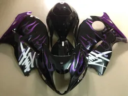 Bodywork plastic fairing kit for Suzuki GSXR1300 96 97 98 99 00 01-07 purple flames black fairings set GSXR1300 1996-2007 OT47