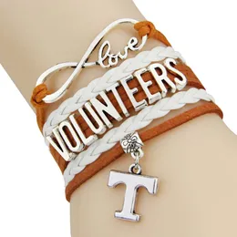 الجملة- (12 قطعة / وحدة) إنفينيتي الحب NCAA تينيسي المتطوعين الرياضة فريق سوار برتقالي أبيض مخصص الرياضة سوار انخفاض الشحن