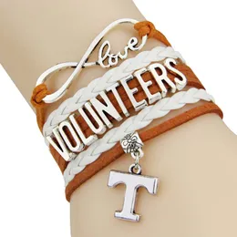 All'ingrosso-(12 pezzi / lotto) Bracciale Infinity Love NCAA Tennessee Volunteers Sports Team Arancione Bianco Bracciale sportivo personalizzato Drop Shipping