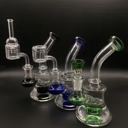 Mini Cam Bongs Kuvars Termal Banger Tırnak Cam Karbonhidrat Kapağı ve Cam Kaseler 6 "Heady Beher Bong Yağ Donanları Su Boruları