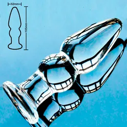 2 pärlor pyrex glas anal dildo butt plugg kristall vagina bollar manlig penis masturbator vuxenprodukter sexleksaker för kvinnor män gay 17308