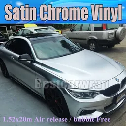 Premium Silver Satin Chrome Vinyl Metallic Silver Vinyl Wrap Film With Air  Bubble Release 1.52x20m Roll From Yani3, $358.68