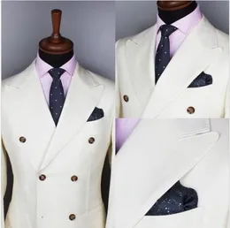 Moda męska podwójna breasted wedding Groom Tuxedo Groomsmen Najlepszy męski nowy garnitur 2 sztuki (Płaszcz + spodnie) Custom