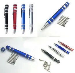 8 i 1 Precision Magnetisk Pen Style Skruvmejsel Skruv Bit Set Slitsad Multifunktionsreparation Handverktyg