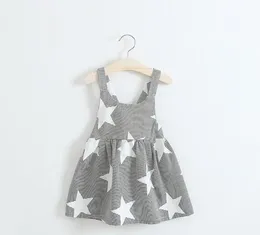 Girl Summer Dresses Children Strip Star Print Princess Blackless Cotton Dress 2017 Baby Kids Clothing G318