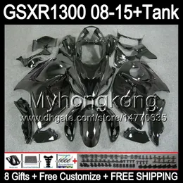 8gifts Para SUZUKI Hayabusa GSXR1300 2008 2009 2010 2011 chamas de prata 14MY24 GSXR-1300 GSX R1300 GSXR 1300 2012 2013 2014 2015 Carenagem preta