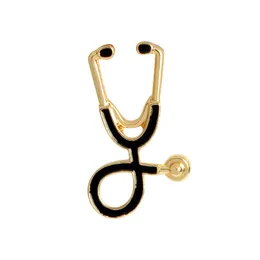 Moda 2 cor de estetoscópio de cor de cor de cor de broche pinos de jóias de joias prateadas jóias de ouro médico presente de enfermeira presente