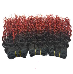 Grand Sale 3pcs / mycket billiga färgade förlängningar Curly Weave Peruvian färgad mänsklig hårväft