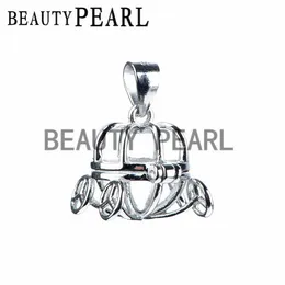 2 Sztuk Pumpkin Wózki Wisiorek Pearl Cage 925 Sterling Silver Wishing Pearl Floating Lockets Wisiorek Halloween Prezent