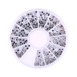 Hurtownie-1800 sztuk Srebrny 1.5mm Nail Art Dhinestones Dekoracja Diamante Glitter Wheel Beauty Manicure Naklejki Clats Wheel Nail Tool