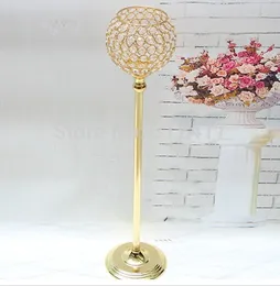 65cm Gold finish K9 crystal wedding candle holder, 15cm diameter round ball, event or party candle stand
