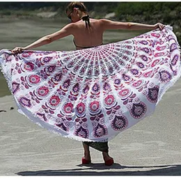 Runda bikini Beach Cover Ups Strandhandduk Bikini Cover Ups Bohemian Hippie Beachwear Polyester Beach Saronger Sjalbad Handduk Yoga Mat