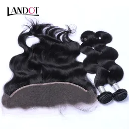 Brazilian Virgin Hair Weaves 3 Bundles With Lace Frontal Closure Body Wave Peruvian Indian Malaysian Cambodian Human Hair Ear to Ear Closure