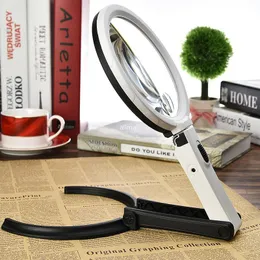 Freeshipping magnifying glass folding desk magnifiers lamp maintenance reading magnifier hand-held magnifying glass with led lights 6x 10x