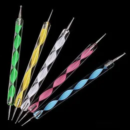 Partihandel-2015 5PCS 2 Way Dotting Marbleizing Målning Pen Tool för Nail Art Salon DIY Dekorationer DOT SET 51K3 SMT 101