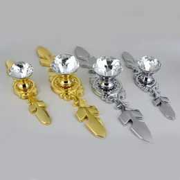modern simple fashion pull clear glass crystal drawer TV wine cabinet knobs pulls silver gold kitchen cupboard handle