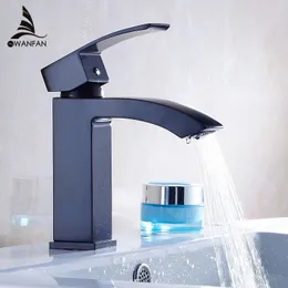 Single Handle Black Guarantee Waterfall Bathroom Sink Basin Faucet Contemporary Mixer Tap Style Water Tap Free shipping 8068R