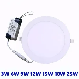 超薄型LEDパネルダウンライト3W 6W 9W 12W 15W 18W 25WラウンドLED天井埋込形ライトAC85-265V