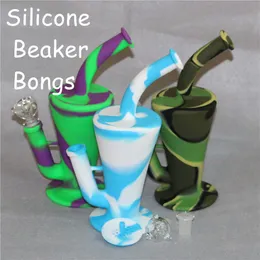 Silikonvattenrökning Bong Oil Burner Rig Silicone Mini Hand Hookah Pipes With Glass Bowl