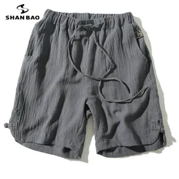 Wholesale- Men's cotton linen loose shorts 2017 summer new Chinese style plate buckle large size solid color leisure beach shorts Men SB009