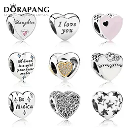 DORAPANG Аутентичный 100% 925 Sterling Silver Love Heart Shape шарики шарма приспосабливать браслет DIY браслет оптовой продажи фабрики