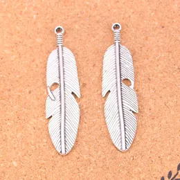 22pcs Antique Silver Plated feather Charms Pendants for European Bracelet Jewelry Making DIY Handmade 59*16mm