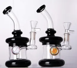 Renkli nargile yağ dab cam beher bongs ile 14mm eklem siyah su boruları