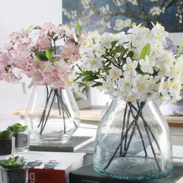 20pcs人工桜の花シルクスモールフラワーブライダルハイドラアジサイホームガーデン装飾パーティーの偽の花の結婚式の装飾新品