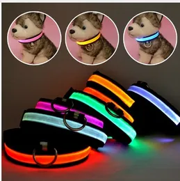 LED Nylon Pet Dog Collar Night Safety Glow Flashing Dog Cat Collar Led Luminous Small Dogs Collars USB Rechargeable 10pcs