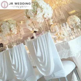 Fodera posteriore per sedia Chiavari in spandex bianco da 100 pezzi con mantovana e fascia di diamanti per la decorazione di baby shower per feste di matrimonio