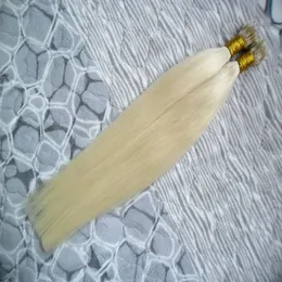 Human hair extensions straight Micro Loop Nano Ring Hair Extensions 100g #613 Bleach Blonde beaded micro link extensions
