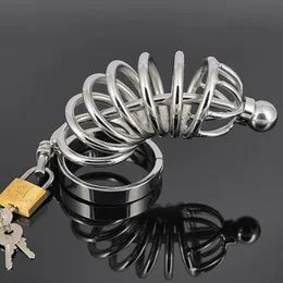 Male Stainless Steel Chastity Cock Cage 5 Size Ring Choose Penis Restraint Belt Prevent Masturbation Urethral Sounds Sex Toy